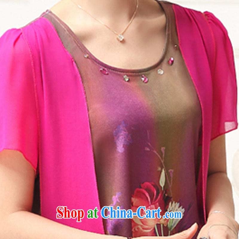 2015 summer new Korean fashion round collar short-sleeved stamp duty increase, anti-silk mother load dresses of red XL charm, as well as Asia and (Charm Bali), online shopping