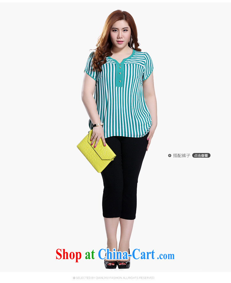 Slim LI Sau 2015 summer new, larger female knocked colored V collar graphics thin stripes on the side hem revitalization, with a short-sleeved micro and snow-woven shirts T-shirt Q 8321 black 3 XL pictures, price, brand platters! Elections are good character, the national distribution, so why buy now enjoy more preferential! Health