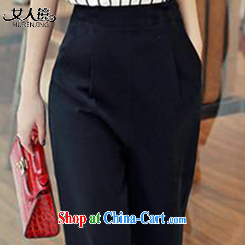 Woman mirror 2015 summer new stylish short-sleeve T-shirt small Hong Kong-wide leg pants two-piece #S 6225 XL streaks, Woman mirror (nurenjing), online shopping