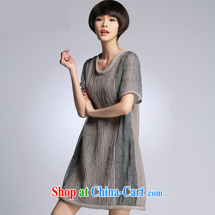 ZZ &FF 2015 summer new linen stripes stitching loose larger female dress girls summer 7027 LYQ blue XXXXXL pictures, price, brand platters! Elections are good character, the national distribution, so why buy now enjoy more preferential! Health