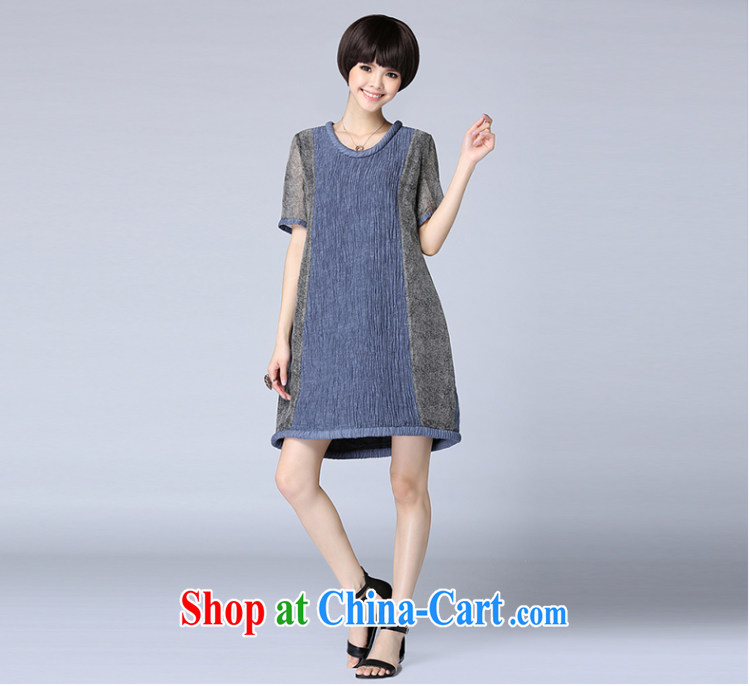 ZZ &FF 2015 summer new linen stripes stitching loose larger female dress girls summer 7027 LYQ blue XXXXXL pictures, price, brand platters! Elections are good character, the national distribution, so why buy now enjoy more preferential! Health