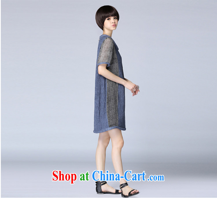 ZZ &FF 2015 summer new linen stripes stitching loose larger female dress girls summer 7027 LYQ blue XXXXXL pictures, price, brand platters! Elections are good character, the national distribution, so why buy now enjoy more preferential! Health