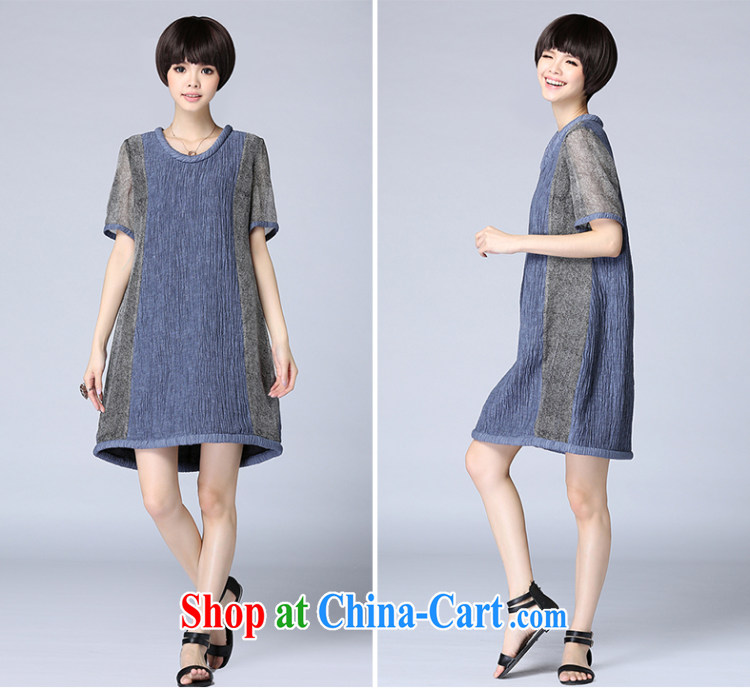 ZZ &FF 2015 summer new linen stripes stitching loose larger female dress girls summer 7027 LYQ blue XXXXXL pictures, price, brand platters! Elections are good character, the national distribution, so why buy now enjoy more preferential! Health