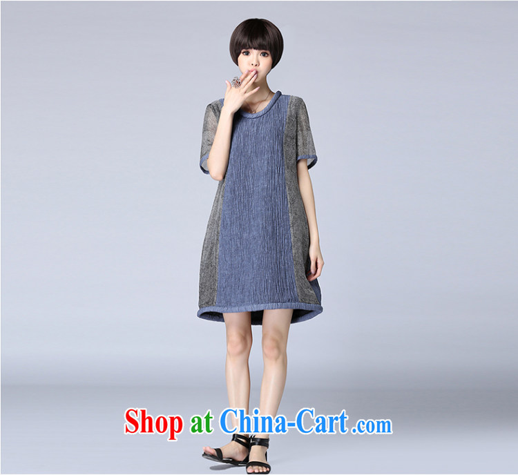 ZZ &FF 2015 summer new linen stripes stitching loose larger female dress girls summer 7027 LYQ blue XXXXXL pictures, price, brand platters! Elections are good character, the national distribution, so why buy now enjoy more preferential! Health