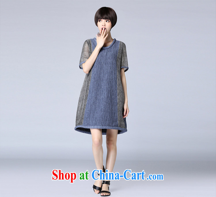 ZZ &FF 2015 summer new linen stripes stitching loose larger female dress girls summer 7027 LYQ blue XXXXXL pictures, price, brand platters! Elections are good character, the national distribution, so why buy now enjoy more preferential! Health