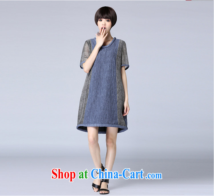 ZZ &FF 2015 summer new linen stripes stitching loose larger female dress girls summer 7027 LYQ blue XXXXXL pictures, price, brand platters! Elections are good character, the national distribution, so why buy now enjoy more preferential! Health