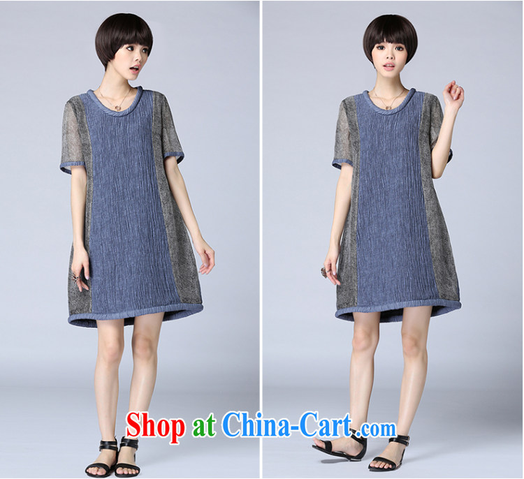 ZZ &FF 2015 summer new linen stripes stitching loose larger female dress girls summer 7027 LYQ blue XXXXXL pictures, price, brand platters! Elections are good character, the national distribution, so why buy now enjoy more preferential! Health