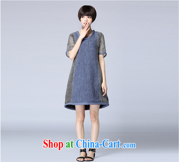 ZZ &FF 2015 summer new linen stripes stitching loose larger female dress girls summer 7027 LYQ blue XXXXXL pictures, price, brand platters! Elections are good character, the national distribution, so why buy now enjoy more preferential! Health