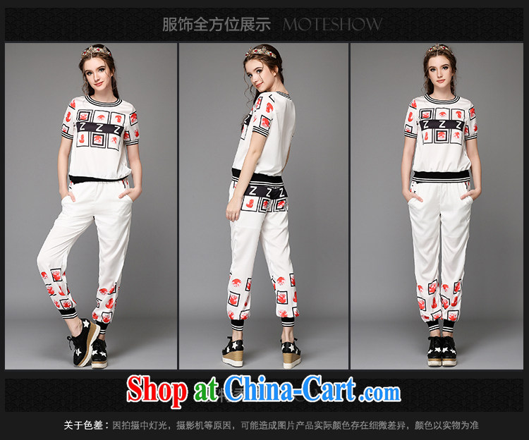 Hai Ying 2015 summer maximum code female Two-piece knocked color Elastic waist 9 pants letter stamp T pension Leisure package female A 731 white L pictures, price, brand platters! Elections are good character, the national distribution, so why buy now enjoy more preferential! Health