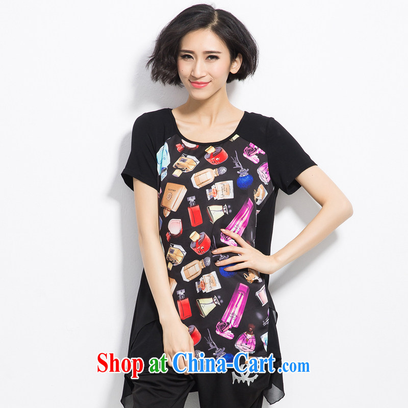 2015 XL female Korean version, long, snow-woven dresses thick MM the fat video XL summer new short-sleeved and indeed intensify dresses 200 Jack Black XXXL, Greer Garson, minor, and shopping on the Internet