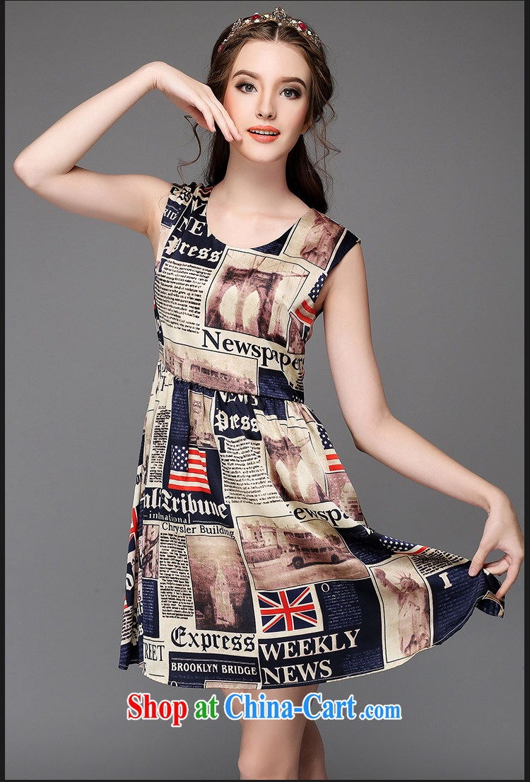Connie's dream 2015 new, high-end European and American large, female summer is the increased emphasis on MM stylish flag stamp graphics thin sleeveless dresses G suit 737 5 XL pictures, price, brand platters! Elections are good character, the national distribution, so why buy now enjoy more preferential! Health
