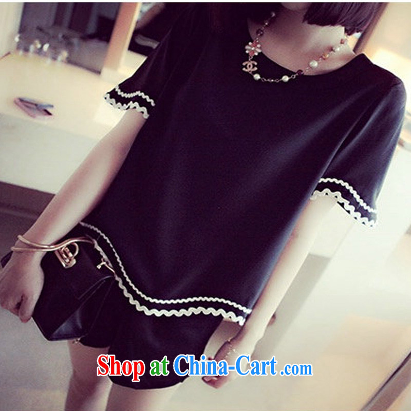 o Ya-ting 2015 New, and indeed increase, female fat mm video thin Korean short-sleeved shirt T female shorts Kit black two-piece 4 XL recommends that you 160 - 180 jack, O Ya-ting (aoyating), online shopping