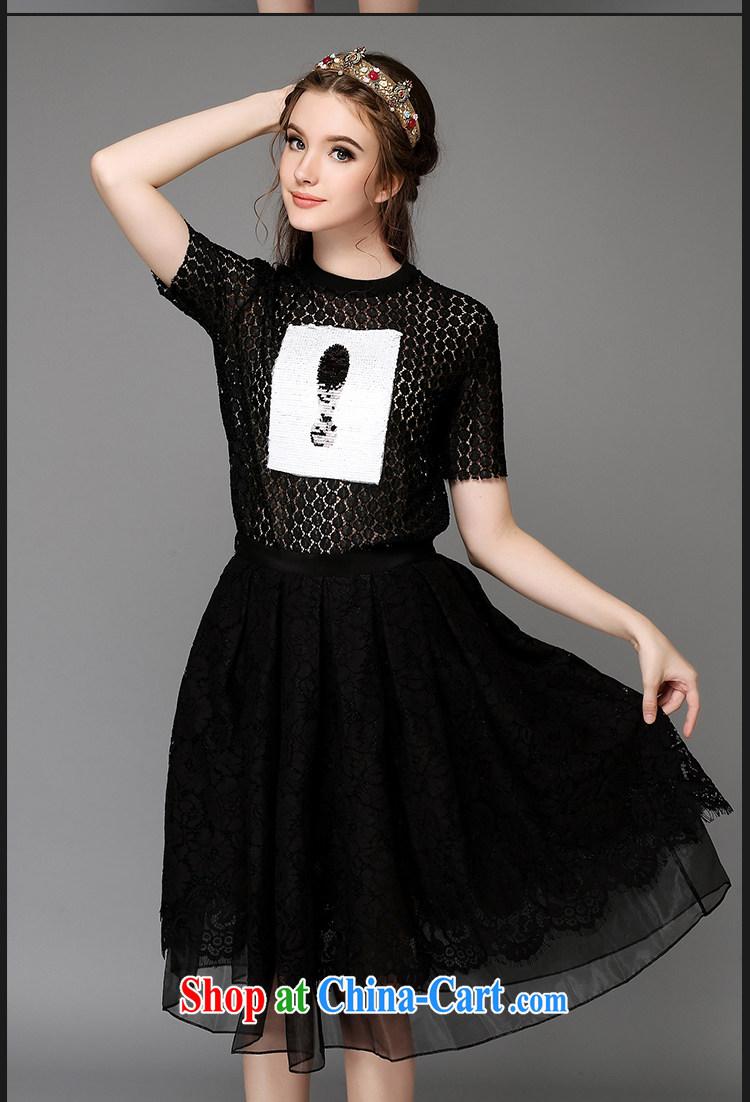 The Connie was a high-end European and American large, female summer is the increased emphasis on MM elegance lace dress two-piece (T-shirt + body skirt) G 752 black 5 XL pictures, price, brand platters! Elections are good character, the national distribution, so why buy now enjoy more preferential! Health