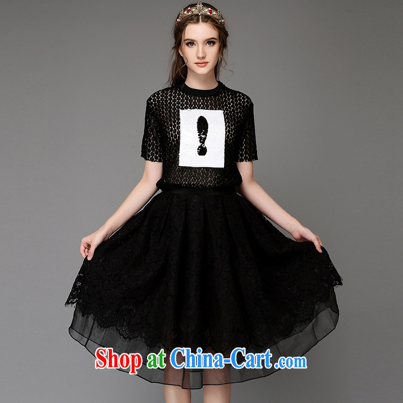 The Connie was a high-end European and American large, female summer is the increased emphasis on MM elegance lace dress two-piece (T-shirt + body skirt) G 752 black 5 XL, Anne's dream, and shopping on the Internet