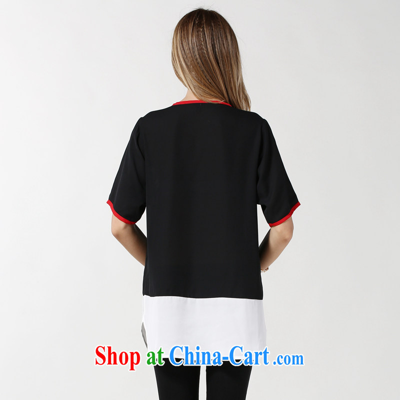 and the United States, would be the fat XL female 2015 summer new thick mm loose video thin stitching knocked printed T-shirt, long, female T-shirt N 3620 black XXXL, American Girl (RIUMILVE), online shopping