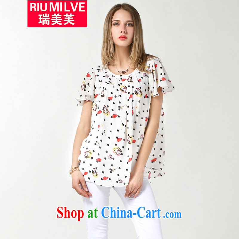 Ryan and the United States concluded the Code women 2015 summer new thick mm loose video thin short-sleeved stamp T-shirt and indeed XL snow woven shirts N 3617 white XXXL