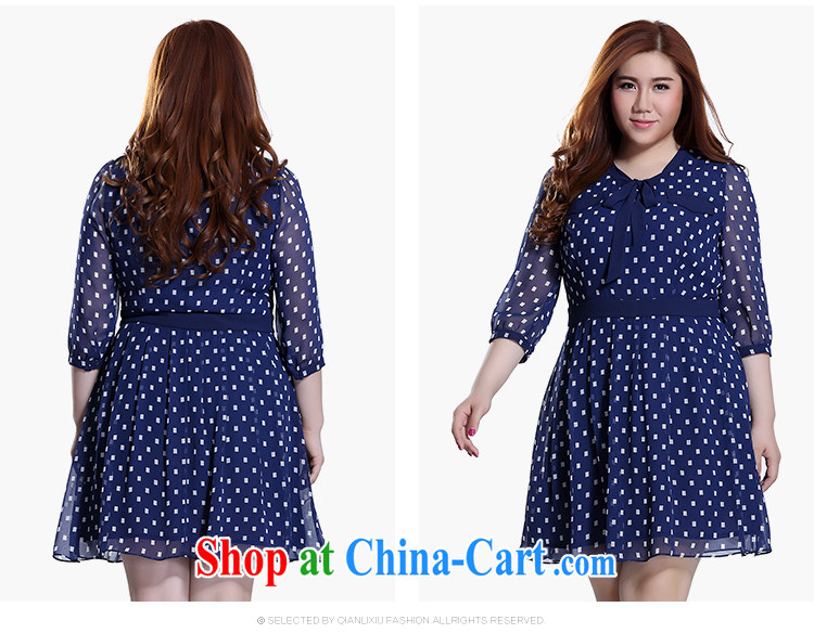 Slim LI Sau 2015 summer new, larger female knocked color stamp round-collar bow tie 7 cuff dress Q 8319 black 4XL pictures, price, brand platters! Elections are good character, the national distribution, so why buy now enjoy more preferential! Health