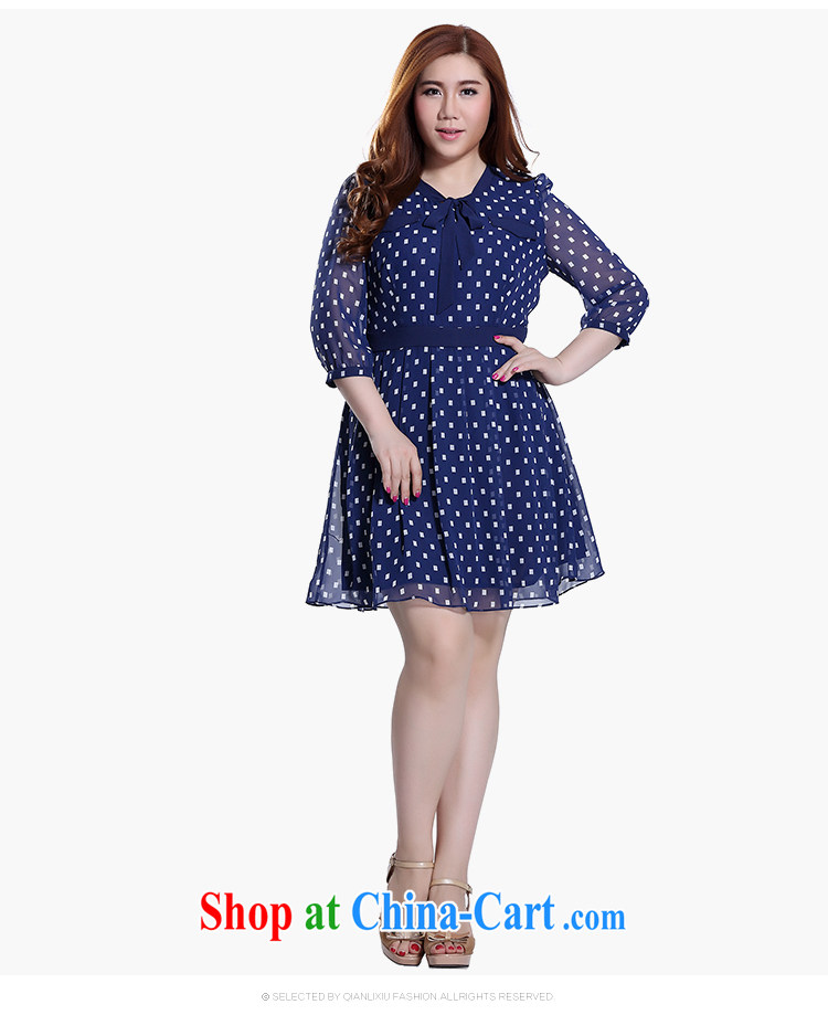 Slim LI Sau 2015 summer new, larger female knocked color stamp round-collar bow tie 7 cuff dress Q 8319 black 4XL pictures, price, brand platters! Elections are good character, the national distribution, so why buy now enjoy more preferential! Health