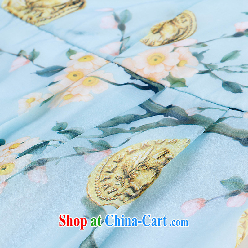 Slim Li-su 2015 summer new, larger female Bead Chain with stamp duty dress (Bead Chain removable) Q 8351 light blue 5 XL, slim Li-su, and online shopping