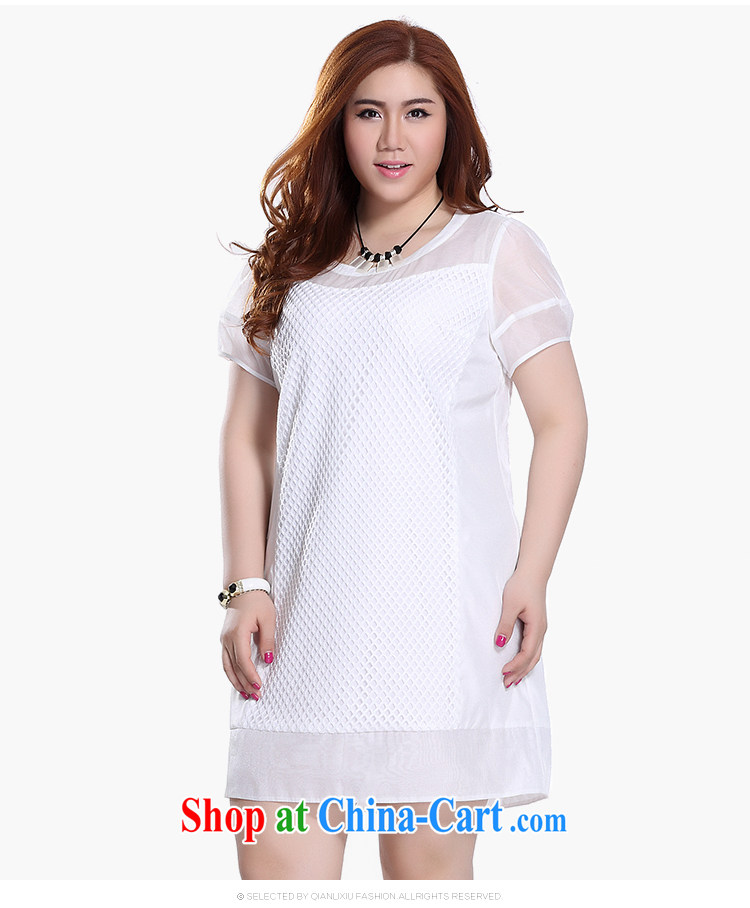 Slim LI Sau 2015 summer new, larger female round-collar stretch mesh stitching and stylish short-sleeve dresses Q 8617 m White 4 XL pictures, price, brand platters! Elections are good character, the national distribution, so why buy now enjoy more preferential! Health