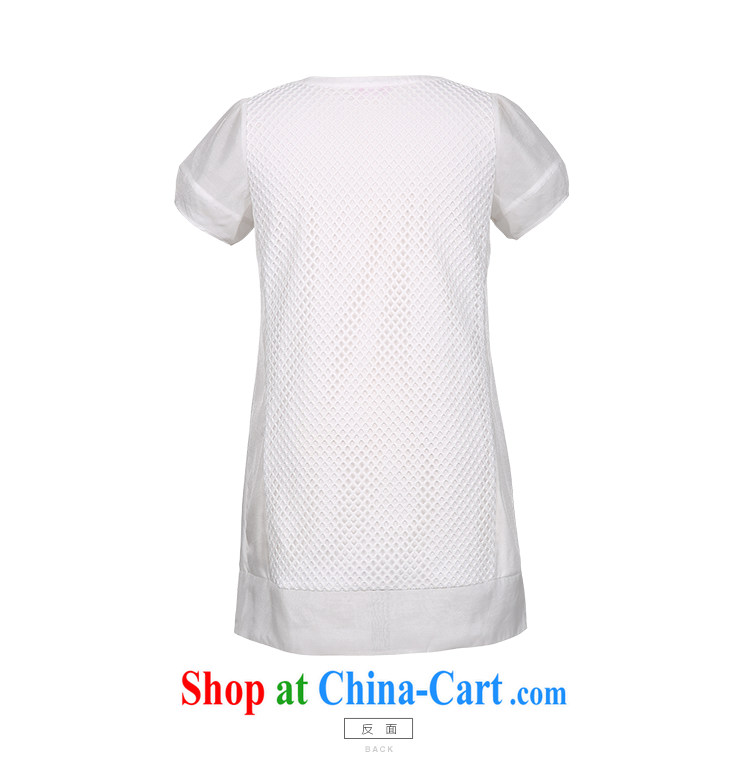 Slim LI Sau 2015 summer new, larger female round-collar stretch mesh stitching and stylish short-sleeve dresses Q 8617 m White 4 XL pictures, price, brand platters! Elections are good character, the national distribution, so why buy now enjoy more preferential! Health