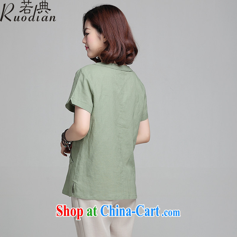 If so, older women summer short-sleeve large, loose T shirt shirts new stamp T-shirt mom with linen thin clothing has begun green XL, if code (Ruodian), online shopping