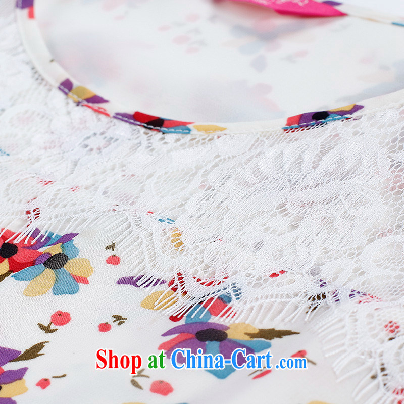 Slim Li-su 2015 summer new, larger clothes and stylish lace stitching flouncing small debris Flower Snow woven T-shirt T-shirt Q 8320 black 3 XL, slim Li-su, and shopping on the Internet