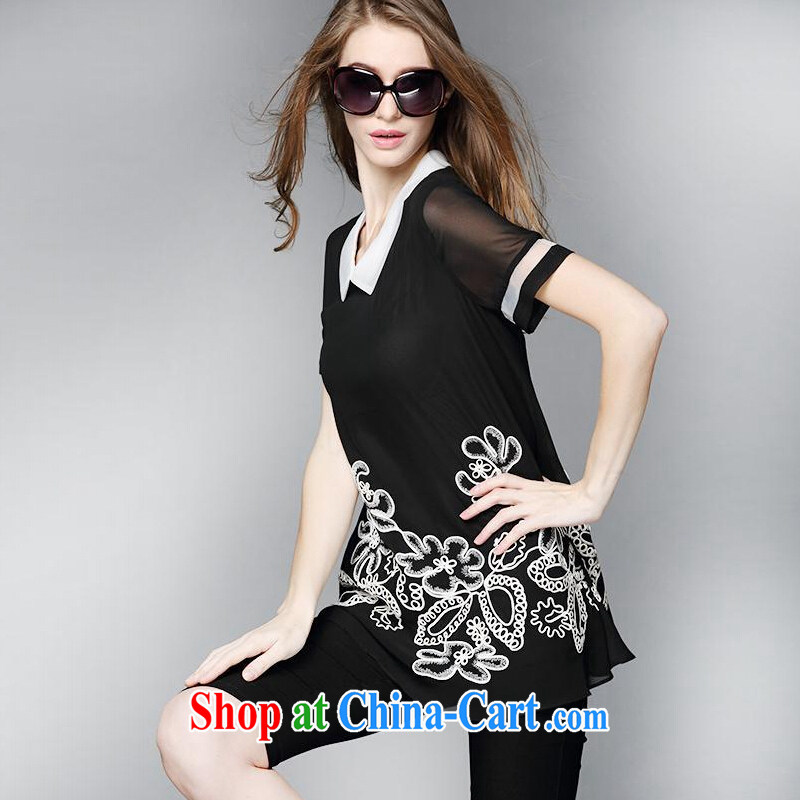 Energy-chul 2015 larger female thick MM summer, long T-shirt loose video thin T shirt short-sleeved thick sister black snow woven shirts black 3 XL, energy-chul (MOZHE), online shopping