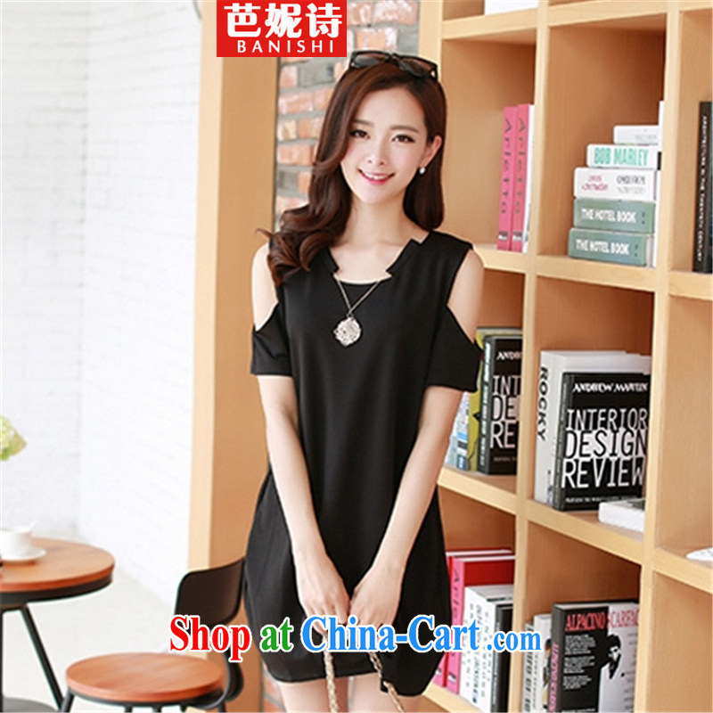Barbara Anne poem thick mm King Size and indeed increase, female summer Jack thick sister dresses video thin short-sleeved T-shirt female black 3 XL _150 Jack to Jack 170 _