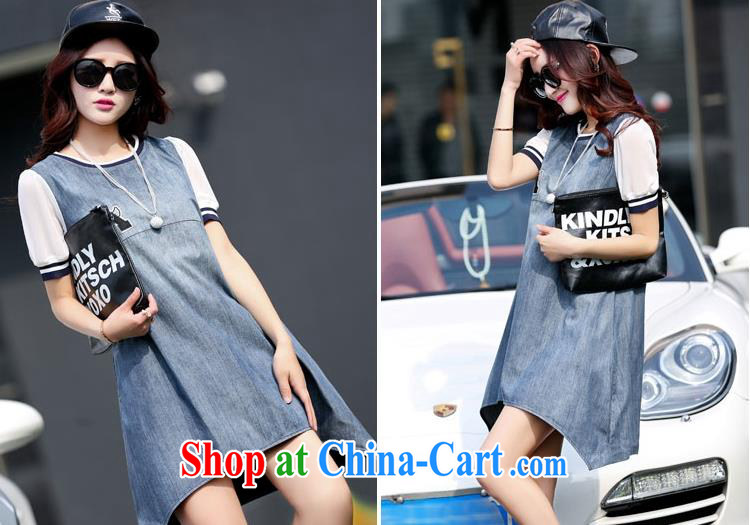 Barbara Anne poetry 2015 Korean loose the code cowboy dress, long, snow-woven stitching short-sleeved denim dress picture color the code XXL pictures, price, brand platters! Elections are good character, the national distribution, so why buy now enjoy more preferential! Health