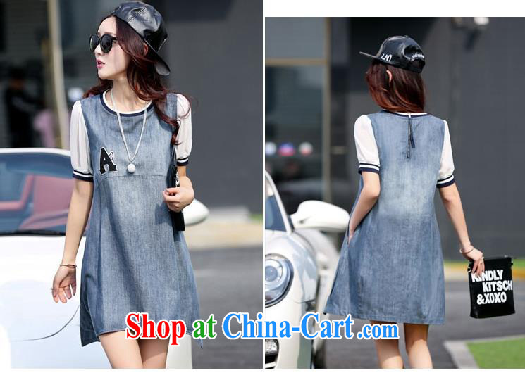 Barbara Anne poetry 2015 Korean loose the code cowboy dress, long, snow-woven stitching short-sleeved denim dress picture color the code XXL pictures, price, brand platters! Elections are good character, the national distribution, so why buy now enjoy more preferential! Health