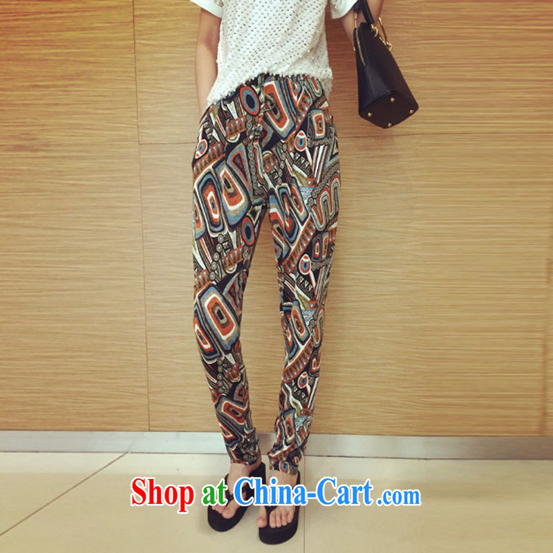 Snow Storm, 2015 new thin retro stamp duty trousers, Trouser Press girls summer Korean loose the Code women's clothing pants A 5213 blue XL, snow-boat (XUEZHOUQI), online shopping