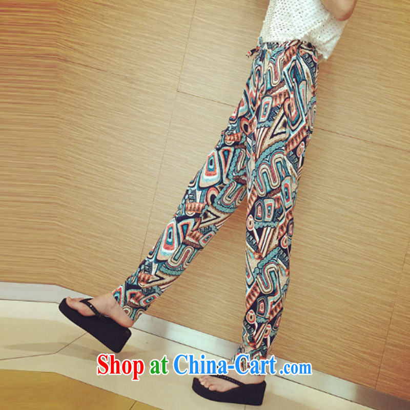 Snow Storm, 2015 new thin retro stamp duty trousers, Trouser Press girls summer Korean loose the Code women's clothing pants A 5213 blue XL, snow-boat (XUEZHOUQI), online shopping