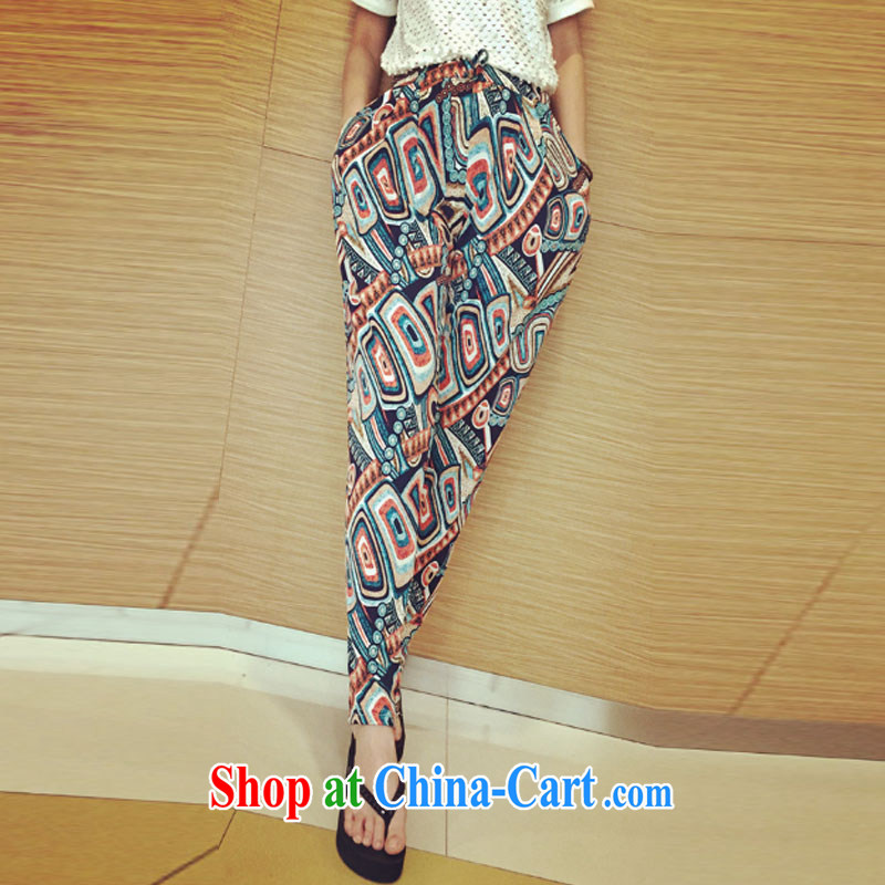 Snow Storm, 2015 new thin retro stamp duty trousers, Trouser Press girls summer Korean loose the Code women's clothing pants A 5213 blue XL, snow-boat (XUEZHOUQI), online shopping
