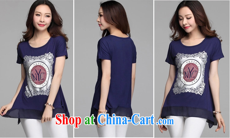Barbara Anne poetry 201,500 stamp duty on T shirts graphics thin Korean loose the code round-collar solid shirt female short-sleeved dark blue (letter) XXL pictures, price, brand platters! Elections are good character, the national distribution, so why buy now enjoy more preferential! Health
