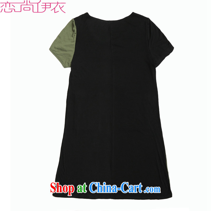 The e-mail package is indeed the XL female dresses simple and casual spell color short skirts, generation, cotton graphics thin large code skirt summer of the long skirt green 6 XL approximately 200 - 220 jack, land is still the garment, shopping on the Internet