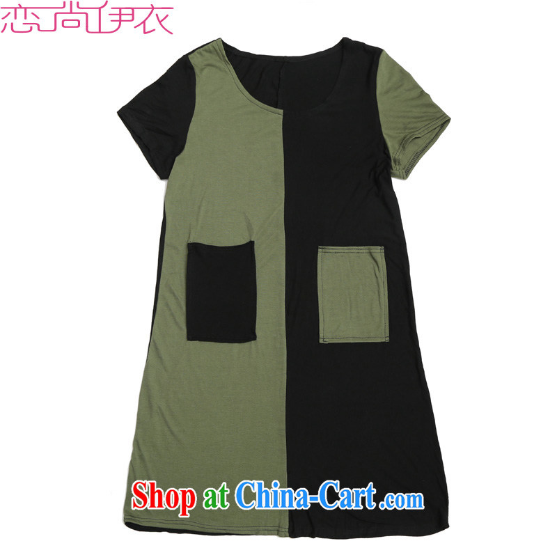 The e-mail package is indeed the XL female dresses simple and casual spell color short skirts, generation, cotton graphics thin large code skirt summer of the long skirt green 6 XL approximately 200 - 220 jack, land is still the garment, shopping on the Internet