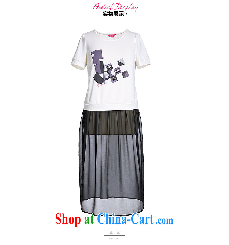 Slim Li-su 2015 summer new, larger female round-collar Korean hot pushpins Pearl T shirts stitching snow woven skirts leave two-piece dresses Q 7970 m White 2XL pictures, price, brand platters! Elections are good character, the national distribution, so why buy now enjoy more preferential! Health