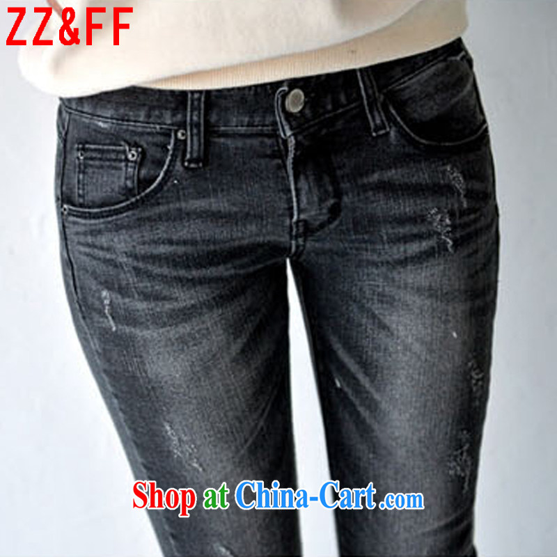 ZZ &FF summer 2015 new, larger female holes stretch jeans girls NZK 6106 gray 40, ZZ &FF, shopping on the Internet