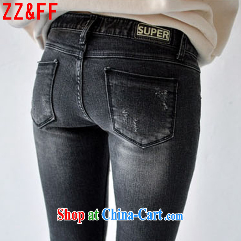 ZZ &FF summer 2015 new, larger female holes stretch jeans girls NZK 6106 gray 40, ZZ &FF, shopping on the Internet