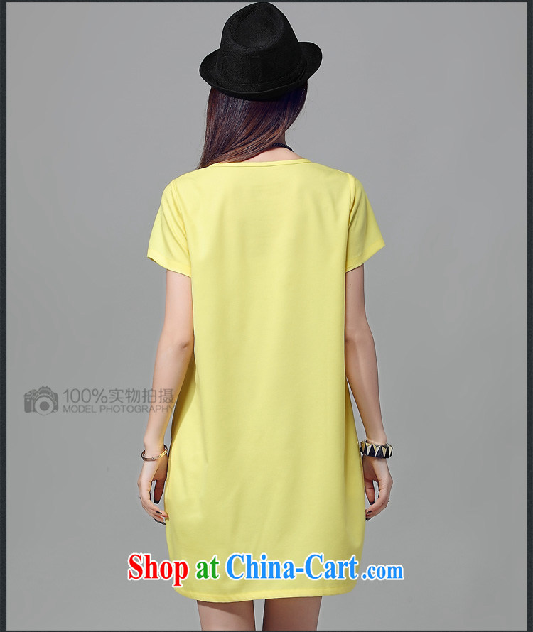 Korean Air-flowering summer 2015 new products very casual short-sleeved pocket large code dress mm thick stretch cotton letter stamp lantern skirt yellow (recommended 100 jack - 180 jack wear) L pictures, price, brand platters! Elections are good character, the national distribution, so why buy now enjoy more preferential! Health