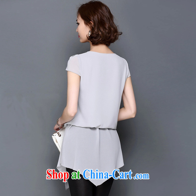 ZZ &FF 2015 summer new, larger female V for cultivating snow woven shirts female 553 gray XXXL, ZZ &FF, shopping on the Internet