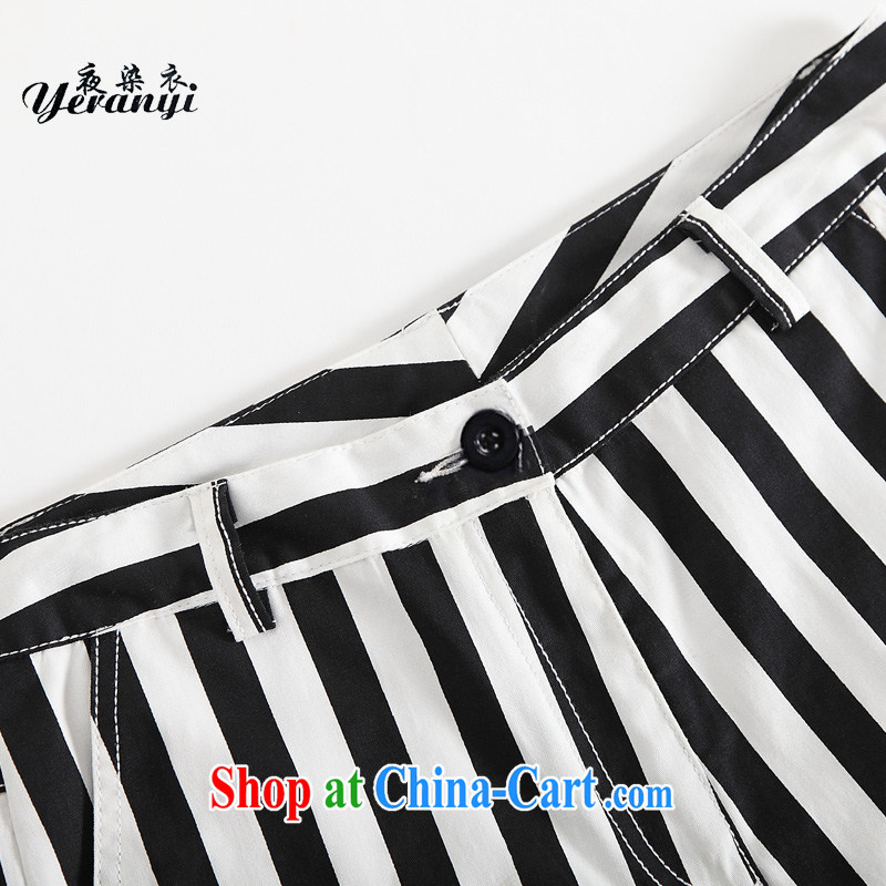 Summer 2015 new, the United States and Europe, female decoration, zipper pocket 9 pants mm thick zipper black-and-white striped pants black-and-white stripes 7 XL (200 - 220 ) jack, my dyeing clothing (yeranyi), online shopping