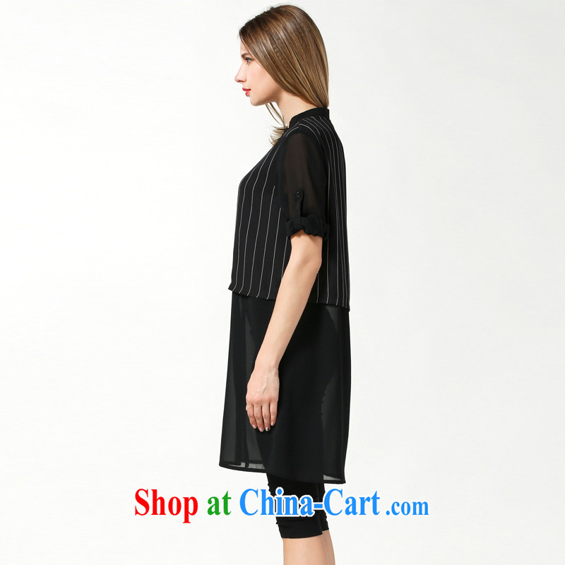 Connie's dream in Europe and America, the female summer is the increased emphasis on MM snow woven fluoro stitching long 5 T-shirt girls lax 100 ground T-shirt s 3629 black XXL, Connie dreams, and shopping on the Internet