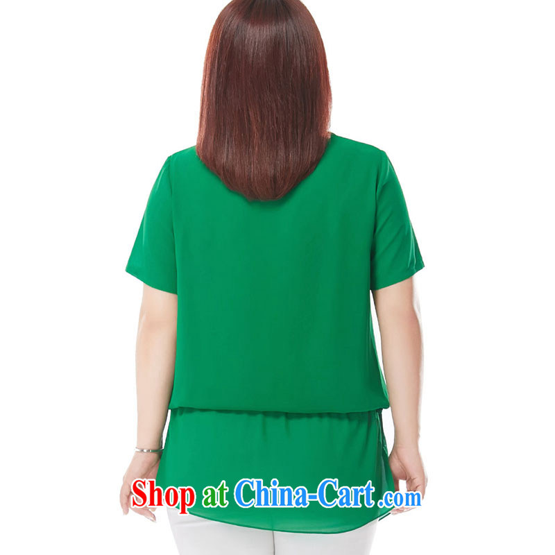 MSSHE XL female snow woven shirts 2015 new summer V collar butterfly stamp snow woven shirts are not rules 4359 green 3 XL, Msshe, shopping on the Internet