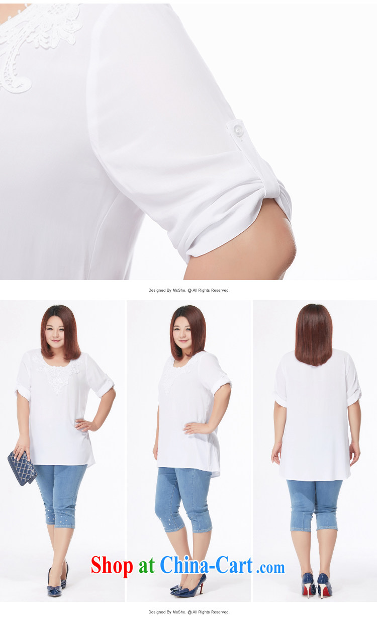 MSSHE XL girls 2015 new summer round-collar lace stitching plain white shirt 4500 white 2XL pictures, price, brand platters! Elections are good character, the national distribution, so why buy now enjoy more preferential! Health