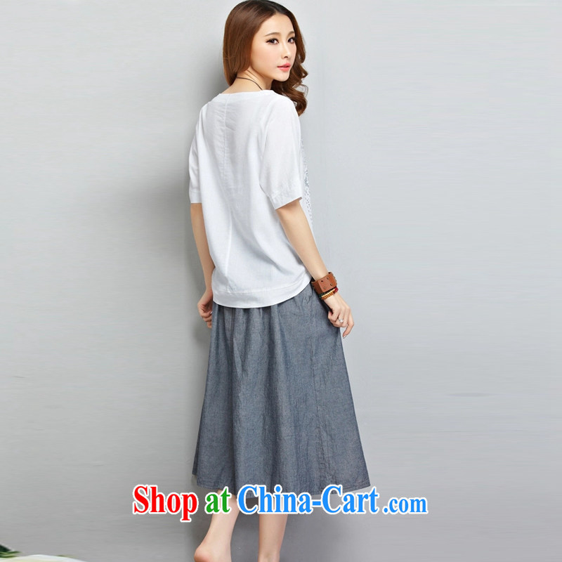 Yuan Bo summer new thick MM cotton in Europe and the two-piece large, female dress short-sleeved T shirt + skirt set skirt/178 3 XL 150 - 160 Jack left and right, Bo, and shopping on the Internet