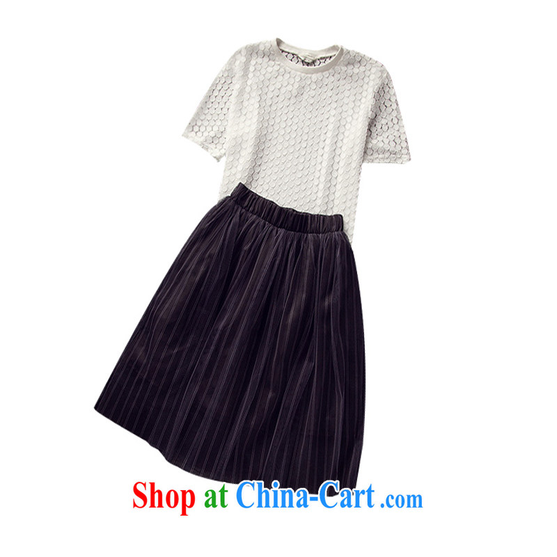 First economy summer sun new Korean fashion and indeed increase, two-piece dress dresses thick mm video thin lace T-shirt + body skirt 7239 #5 XL 180 - 200 Jack left and right, purple long-sun, shopping on the Internet