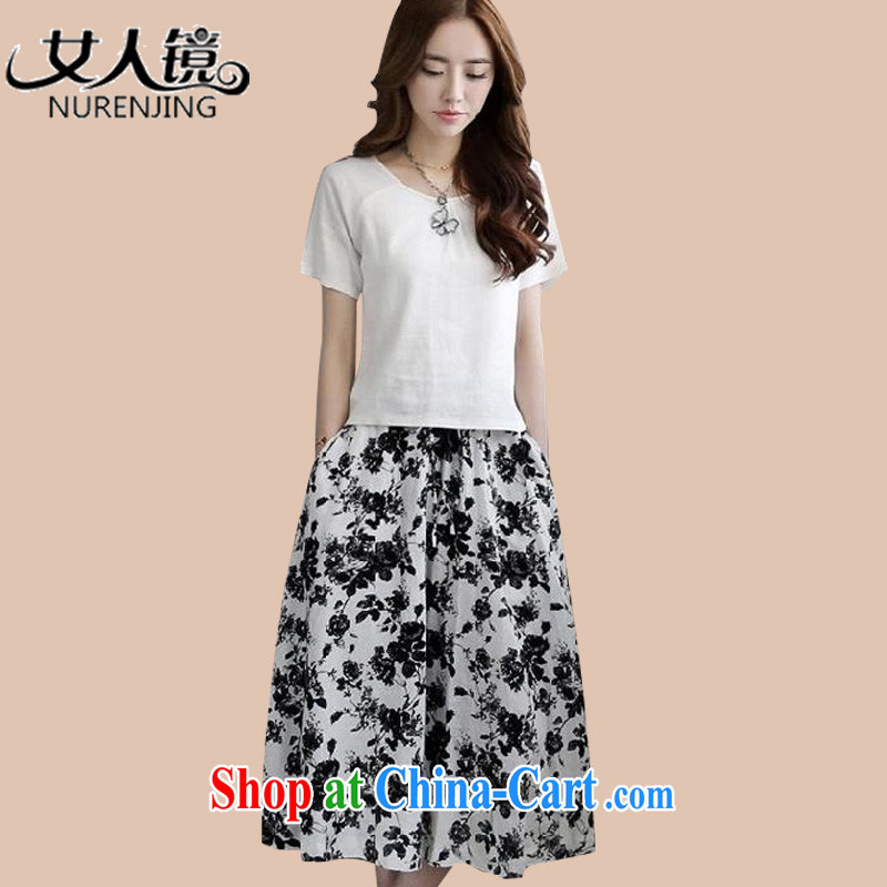 A woman summer 2015 Korean version of the new, female cotton the two-piece dresses retro, long package skirt _N 9603 black XXL