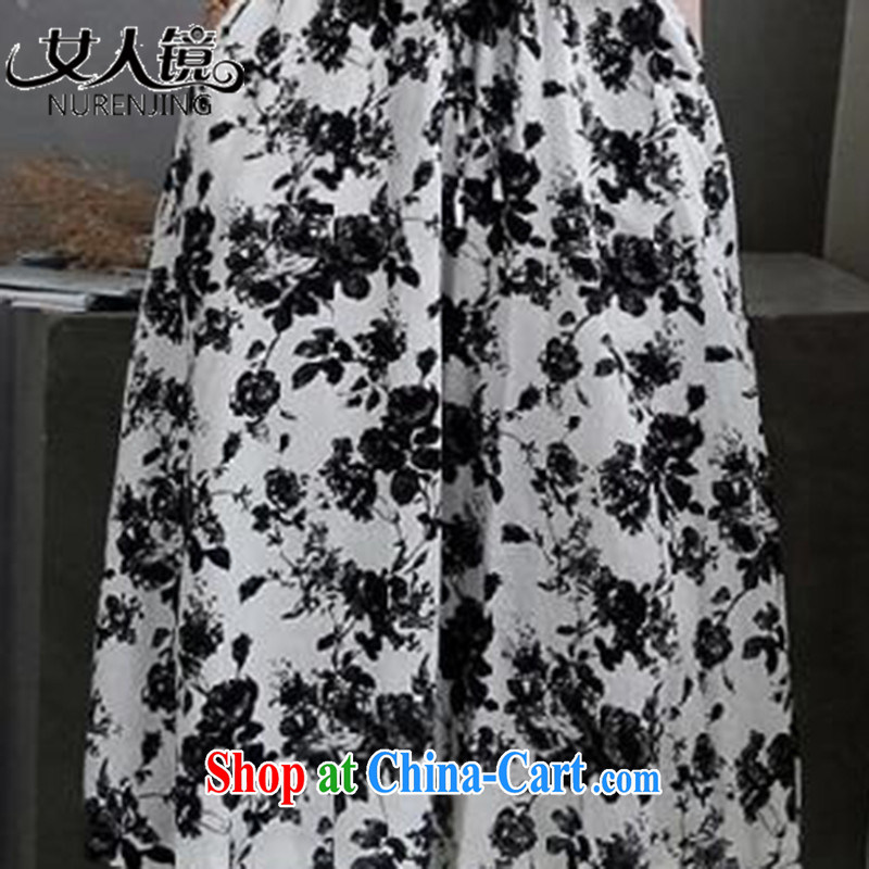 A woman summer 2015 Korean version of the new, female cotton the two-piece dress in antique long Kit skirt #9603 N XXL black woman, mirror (nurenjing), online shopping